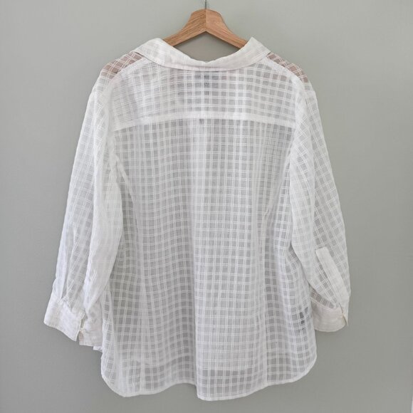 Jones New York Sheer Grid Button Up Shirt - Picture 6 of 11